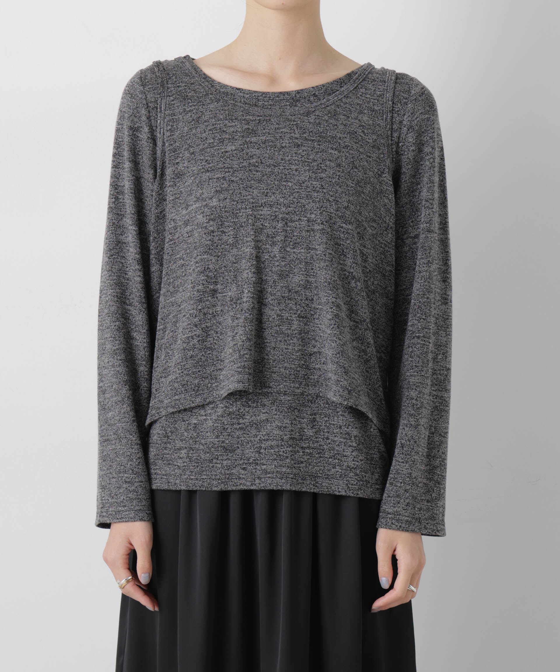 nano･universe「メランジカットレイヤードセットトップス」|Tシャツ・カットソー|