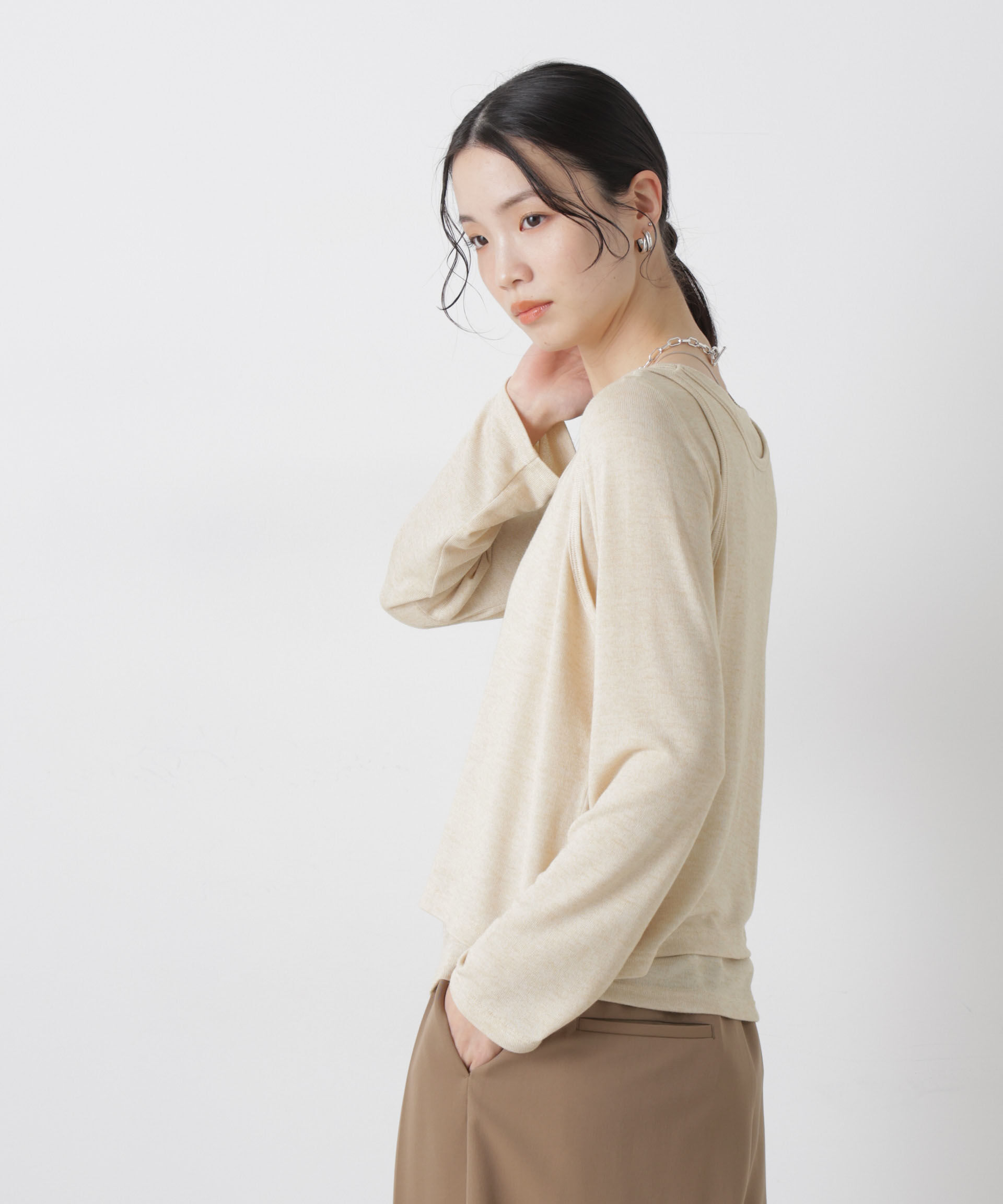 nano･universe「メランジカットレイヤードセットトップス」|Tシャツ・カットソー|