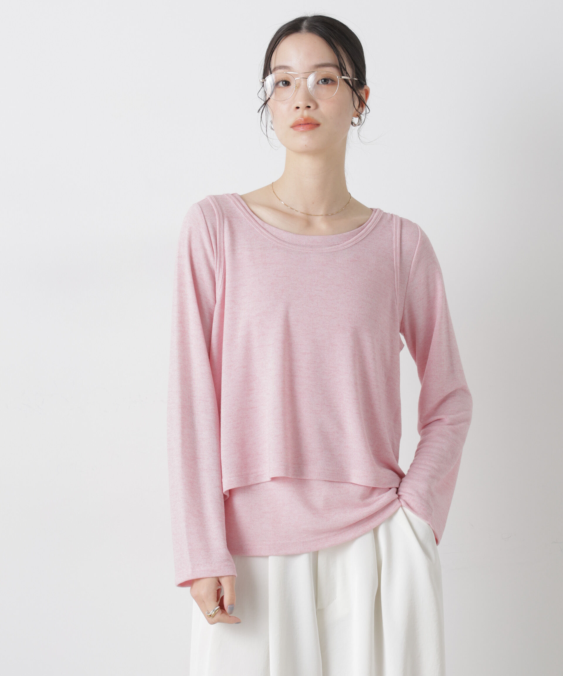 nano･universe「メランジカットレイヤードセットトップス」|Tシャツ・カットソー|