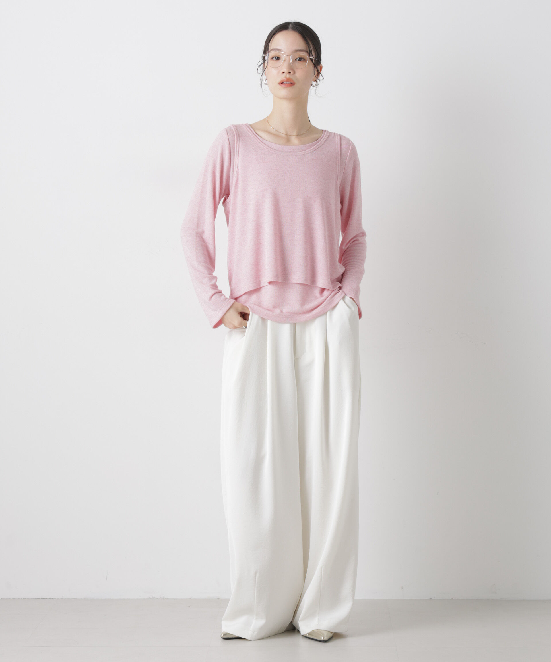 nano･universe「メランジカットレイヤードセットトップス」|Tシャツ・カットソー|