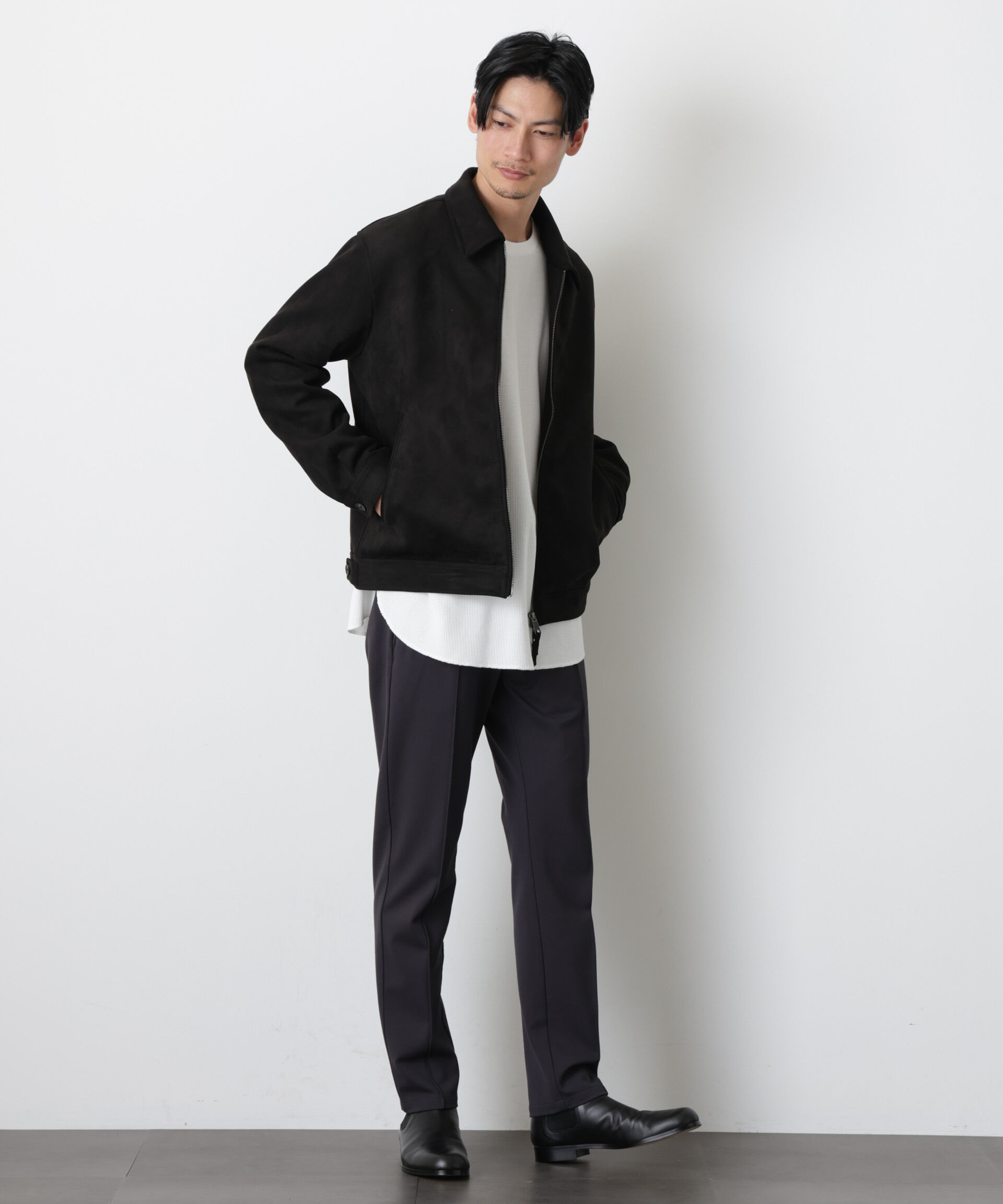 nano･universe「「モダンコンフォート」 フェイクスエードブルゾン」|ブルゾン・スタジャン|