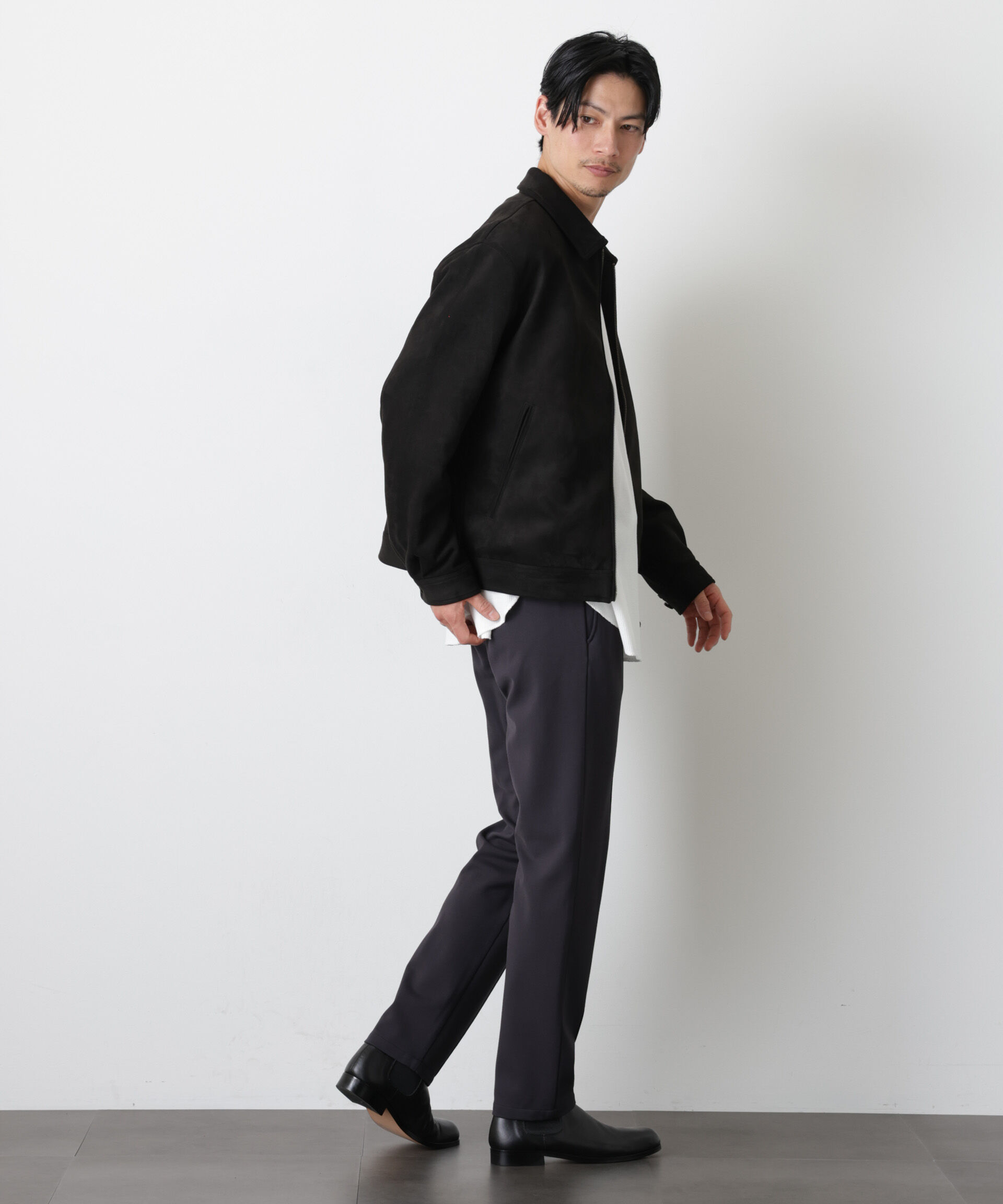 nano･universe「「モダンコンフォート」 フェイクスエードブルゾン」|ブルゾン・スタジャン|