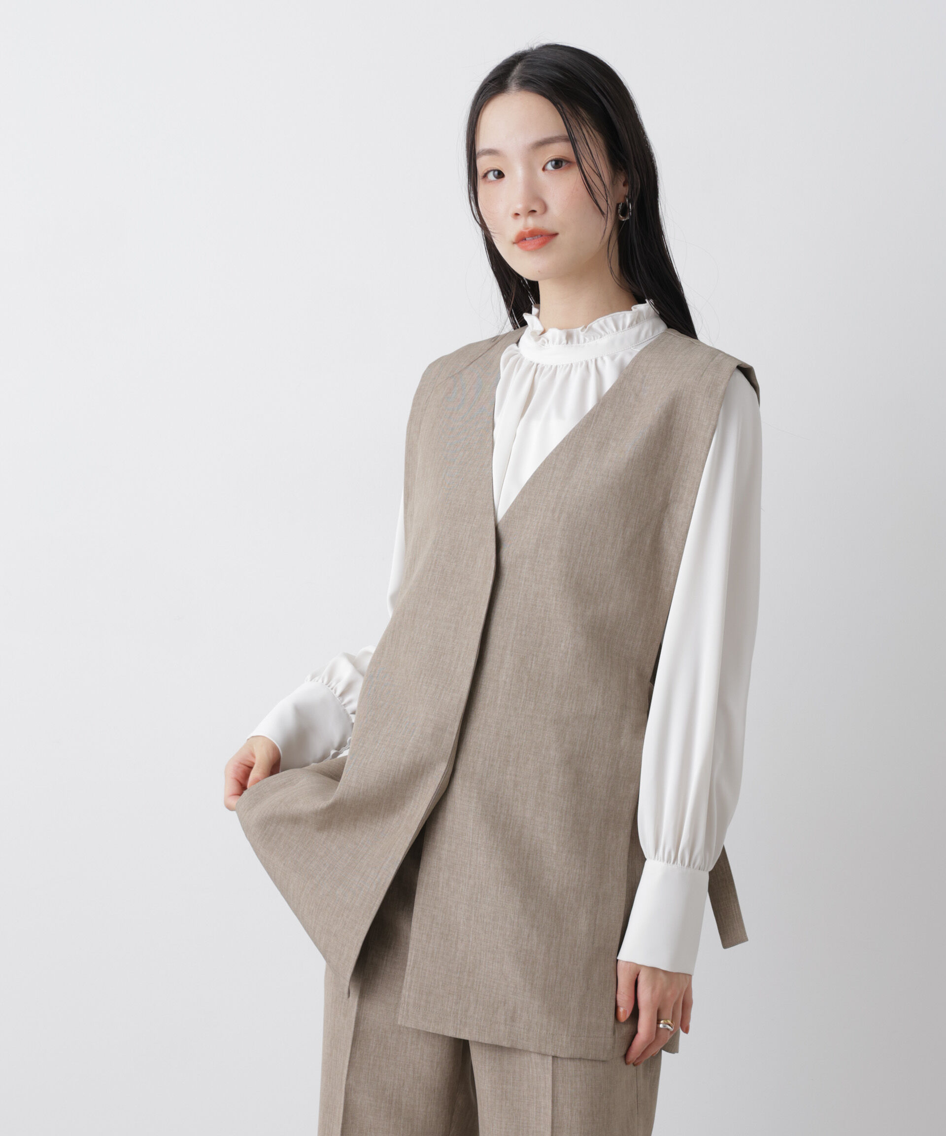 nano･universe「多機能サイドベルトミドルジレ(セットアップ可)」|テーラードジャケット|