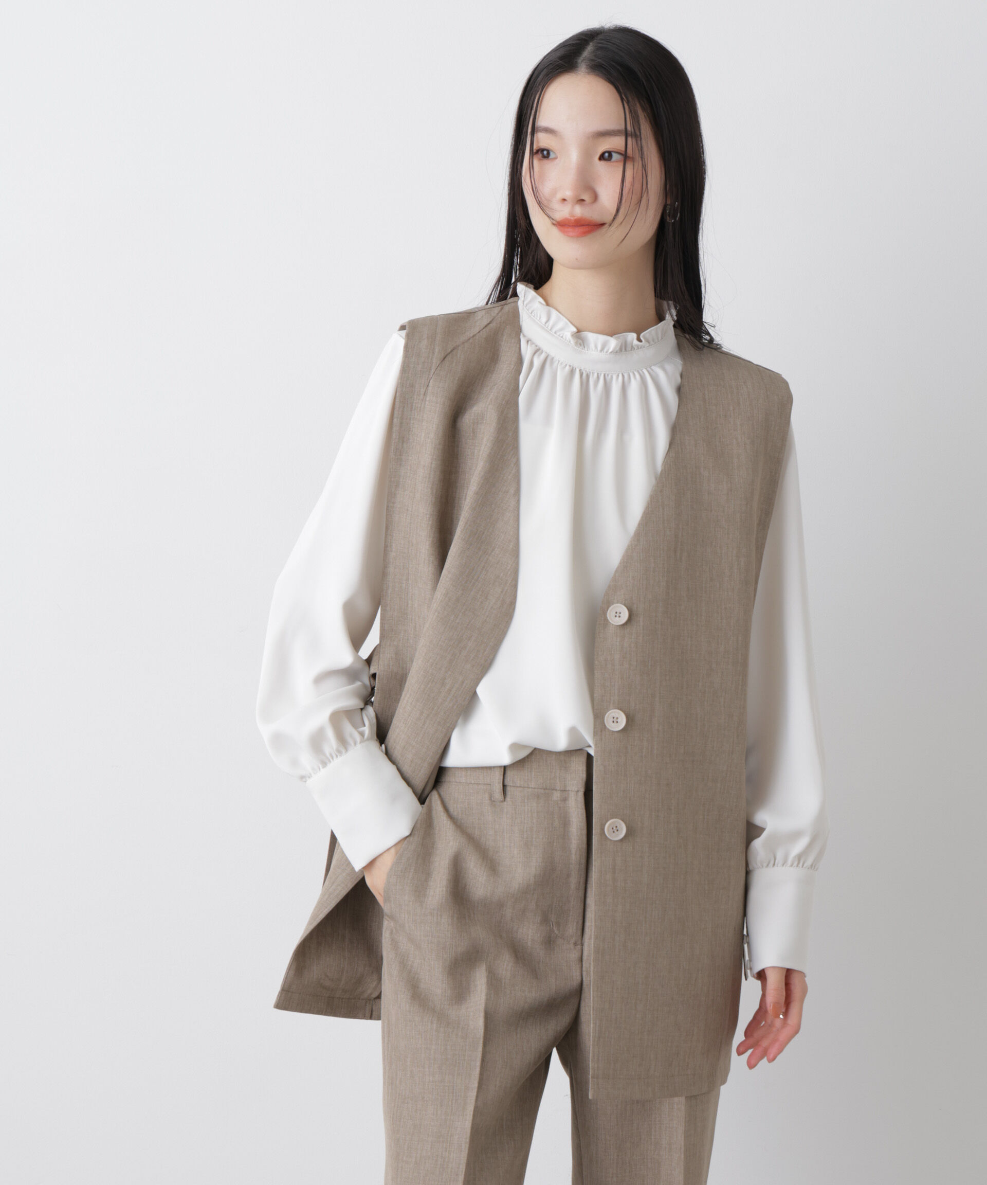 nano･universe「多機能サイドベルトミドルジレ(セットアップ可)」|テーラードジャケット|