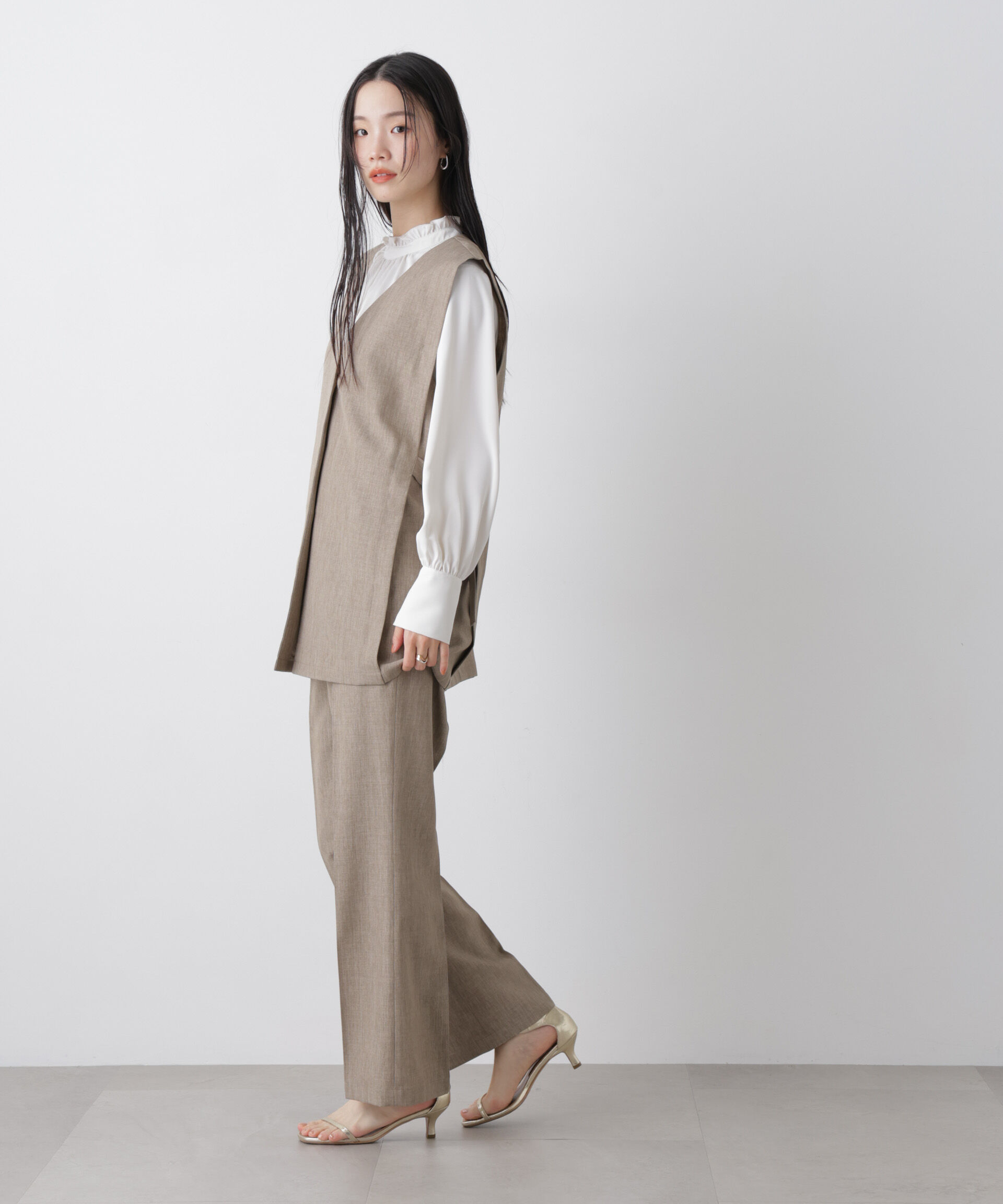 nano･universe「多機能サイドベルトミドルジレ(セットアップ可)」|テーラードジャケット|