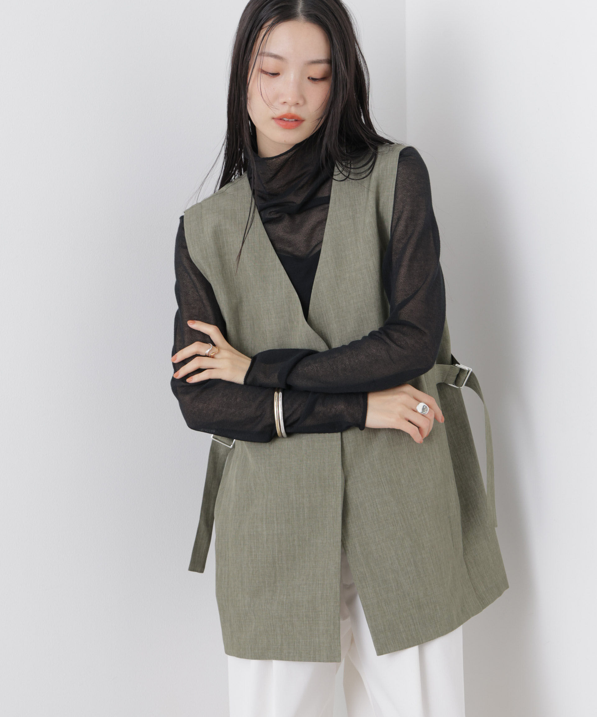 nano･universe「多機能サイドベルトミドルジレ(セットアップ可)」|テーラードジャケット|