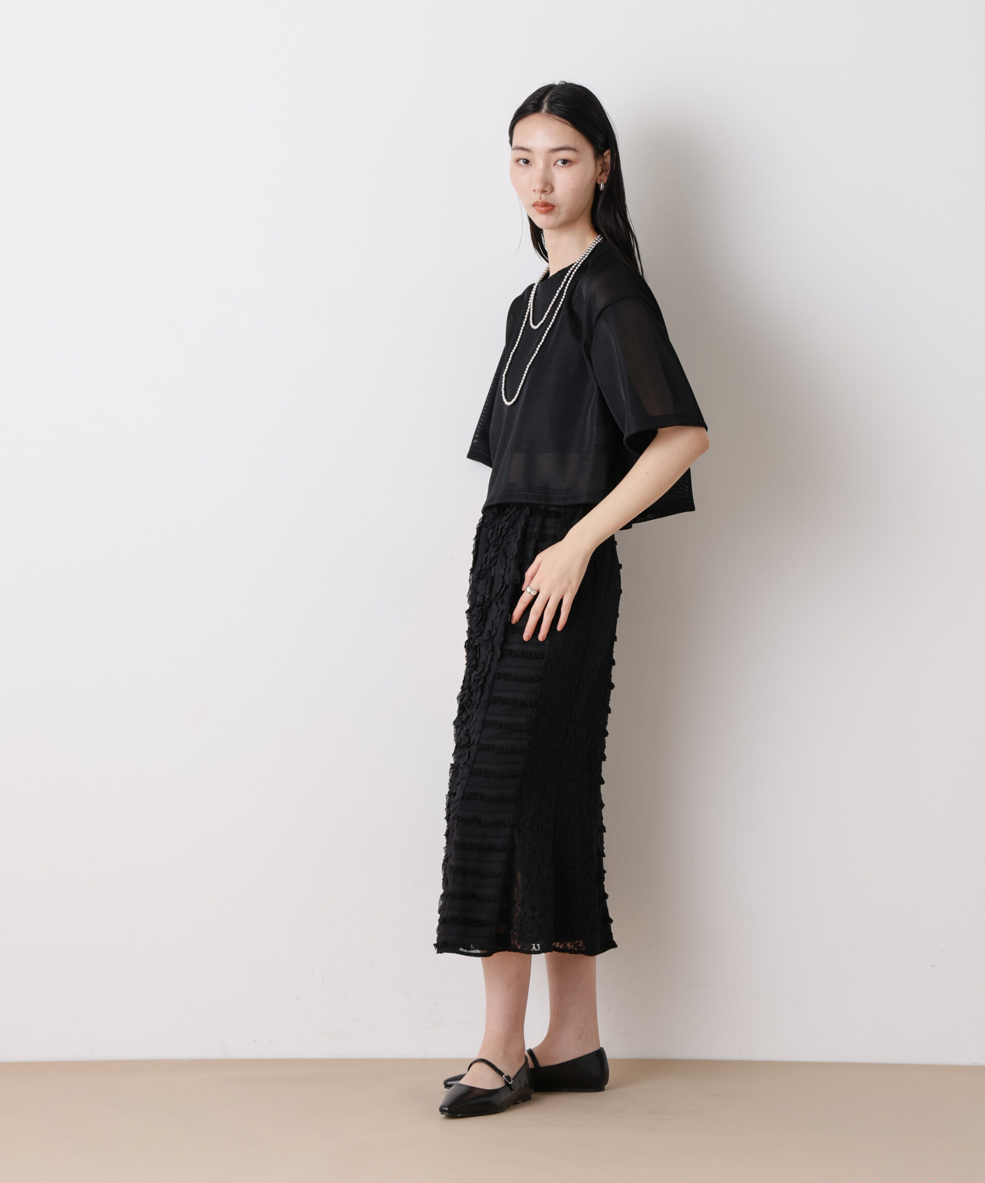 nano･universe「「STEVELOUR」パターンレーススカート」|スカート|