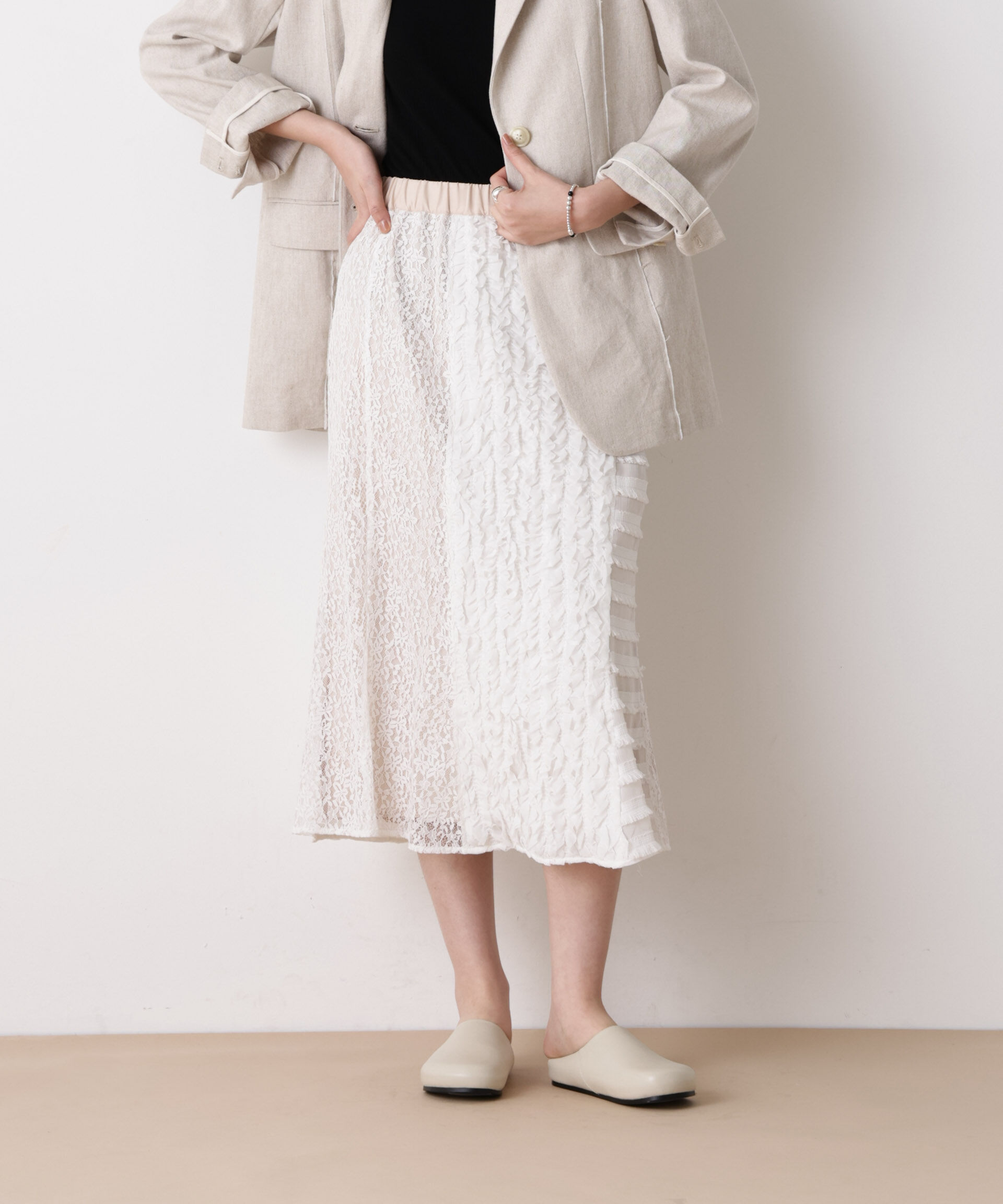 nano･universe「「STEVELOUR」パターンレーススカート」|スカート|