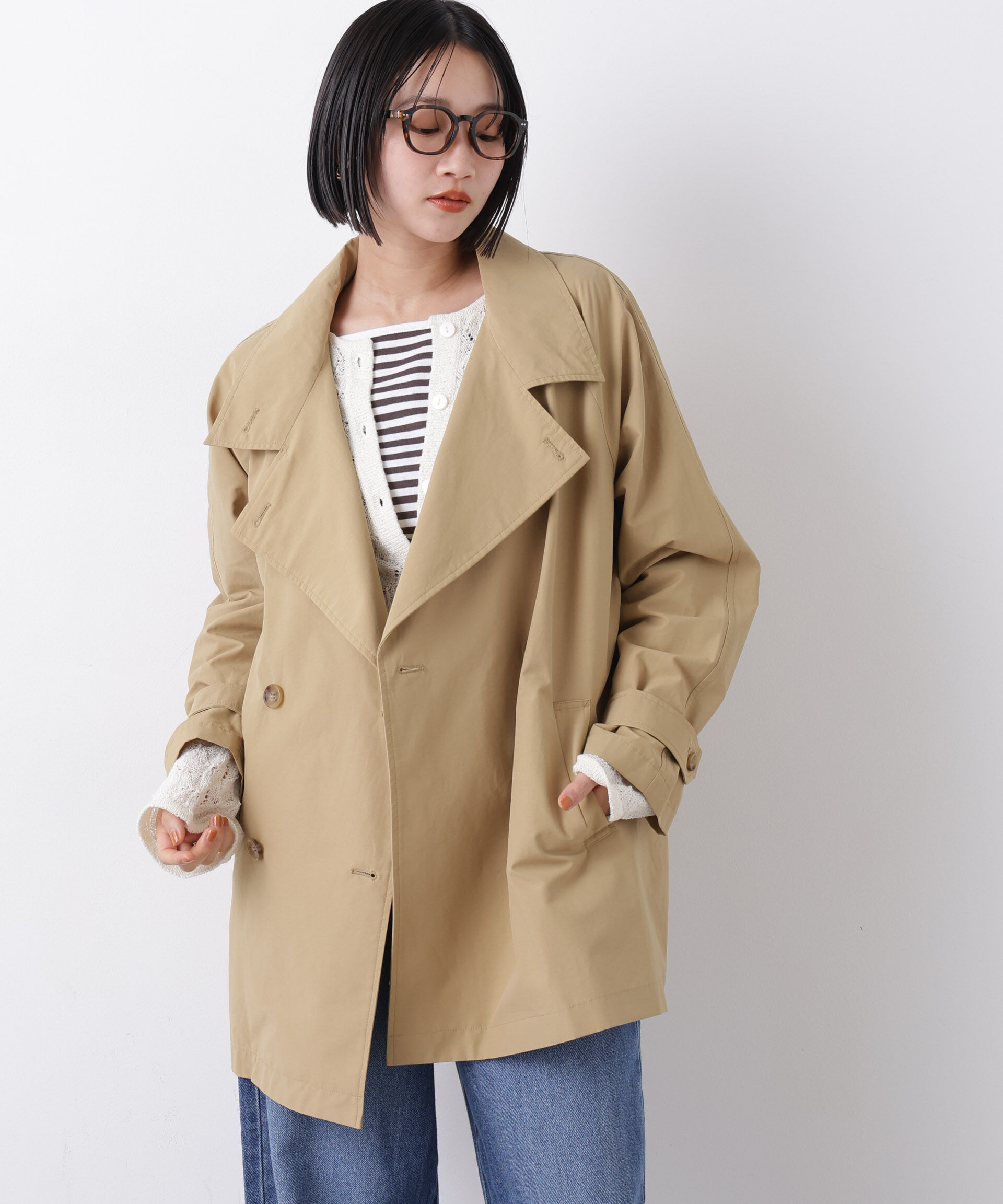 nano･universe「撥水&花粉ガード ショートトレンチコート」|その他|