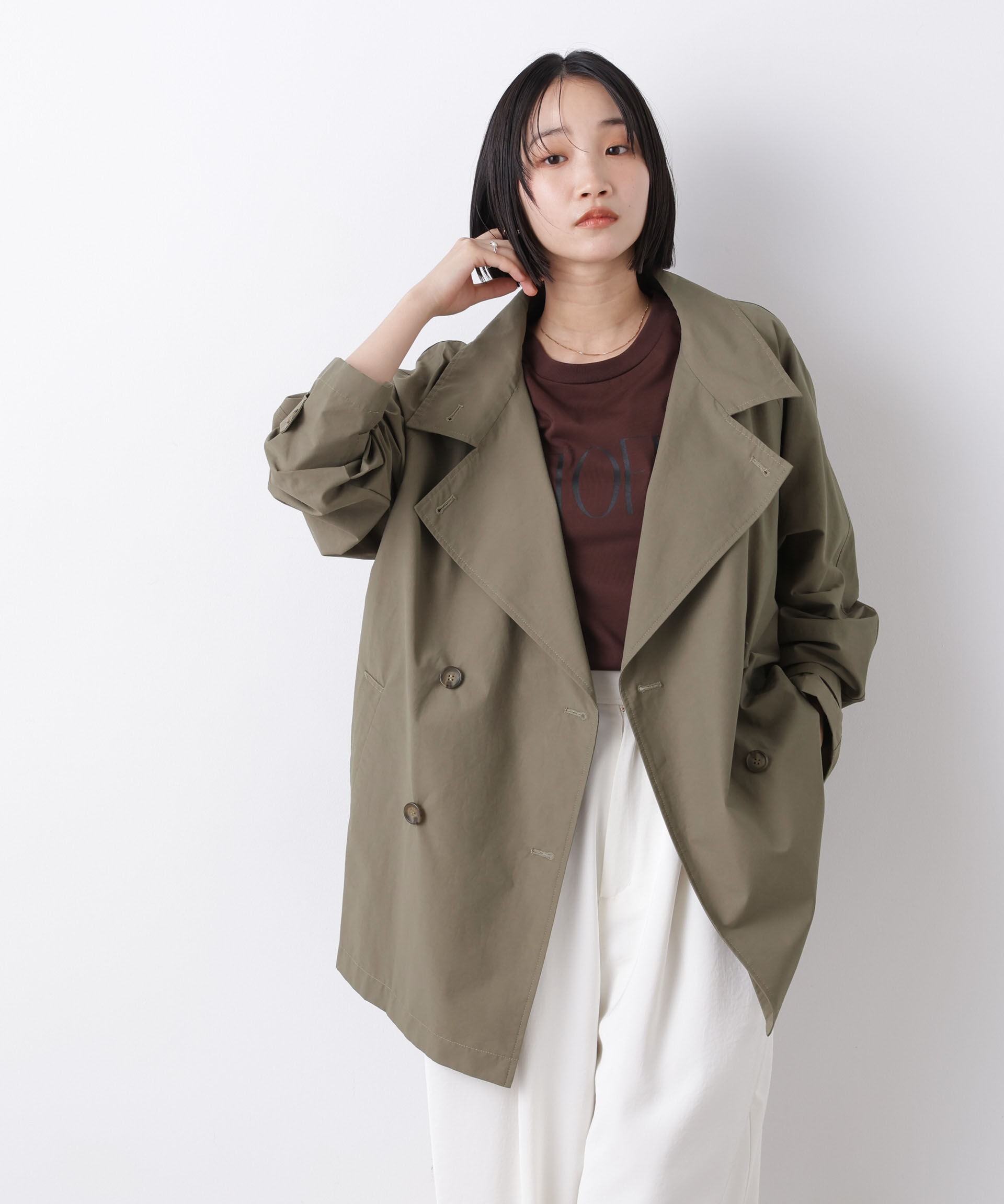 nano･universe「撥水&花粉ガード ショートトレンチコート」|その他|カーキ