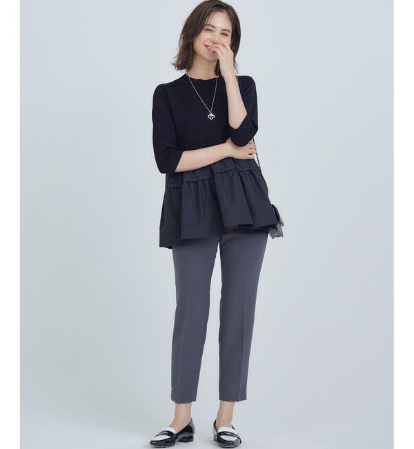 組曲「【UVケア・接触冷感・六分袖】ブラウスコンビ ティアードニット」|ニット・セーター|