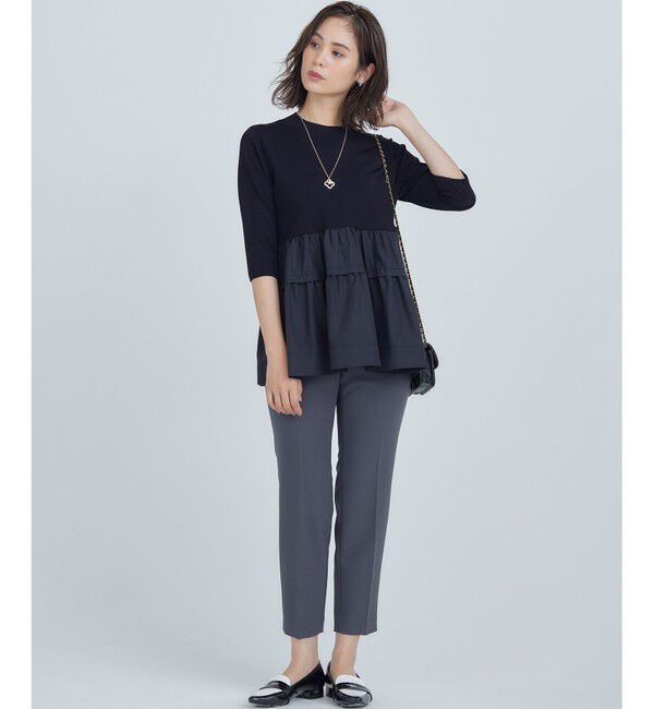 組曲「【UVケア・接触冷感・六分袖】ブラウスコンビ ティアードニット」|ニット・セーター|