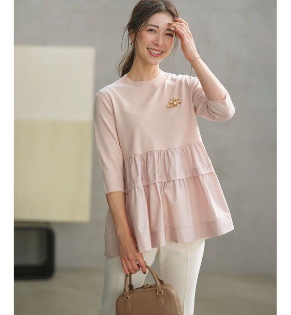 組曲「【UVケア・接触冷感・六分袖】ブラウスコンビ ティアードニット」|ニット・セーター|