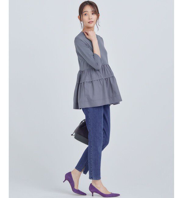 組曲「【UVケア・接触冷感・六分袖】ブラウスコンビ ティアードニット」|ニット・セーター|