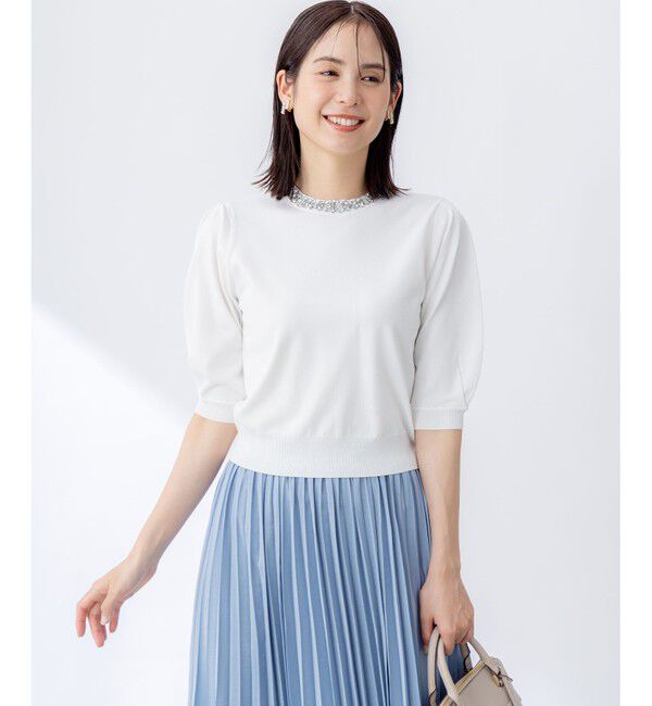 組曲「【WEB限定】ビジューパフスリーブ ニット」|ニット・セーター|