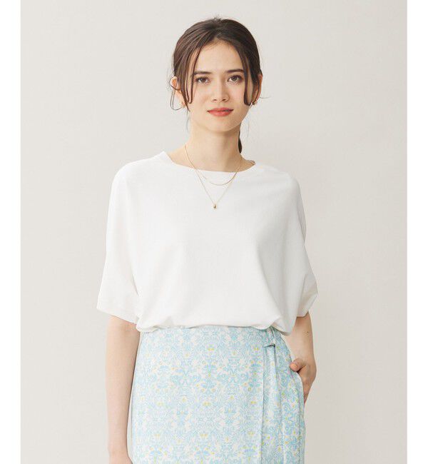 自由区「【WEB限定カラーあり・接触冷感・UVカット】クレープストレッチドルマン ニット」|ニット・セーター|オフホワイト