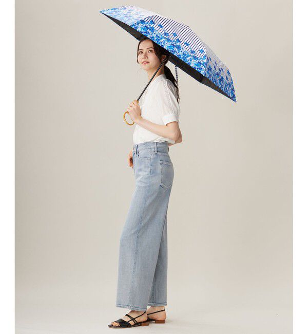 自由区「【UVカット・晴雨兼用】オルタンシアプリント 折りたたみ傘」|傘|