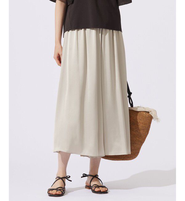 自由区「【カタログ掲載・セットアップ対応・ウエストゴム・洗える】セミブライトサテンギャザー パンツ」|その他|ダークサンド