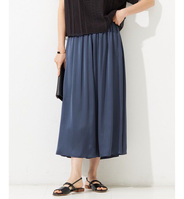 自由区「【カタログ掲載・セットアップ対応・ウエストゴム・洗える】セミブライトサテンギャザー パンツ」|その他|インク