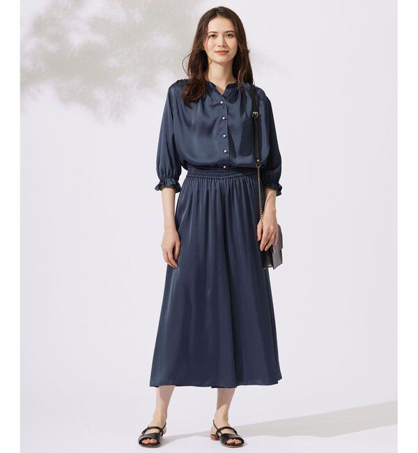 自由区「【カタログ掲載・セットアップ対応・ウエストゴム・洗える】セミブライトサテンギャザー パンツ」|その他|