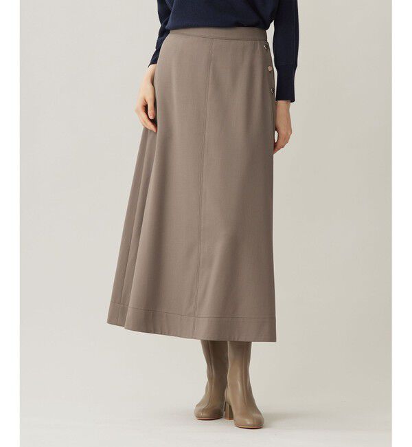自由区「【洗える】TWラチネストレッチフレア スカート」|スカート|モカ