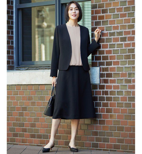 自由区「【きれいめの定番・セットアップ対応・セレモニー・通勤】トリアセダブルクロスフレア スカート」|スカート|