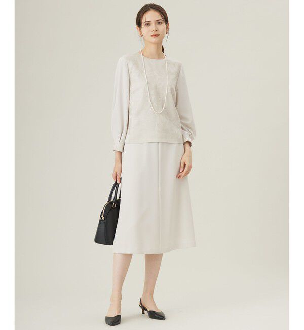 自由区「【きれいめの定番・セットアップ対応・セレモニー・通勤】トリアセダブルクロスフレア スカート」|スカート|