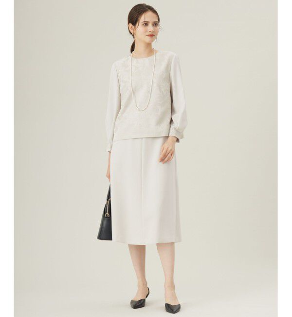 自由区「【きれいめの定番・セットアップ対応・セレモニー・通勤】トリアセダブルクロスフレア スカート」|スカート|