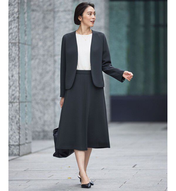 自由区「【きれいめの定番・セットアップ対応・セレモニー・通勤】トリアセダブルクロスフレア スカート」|スカート|