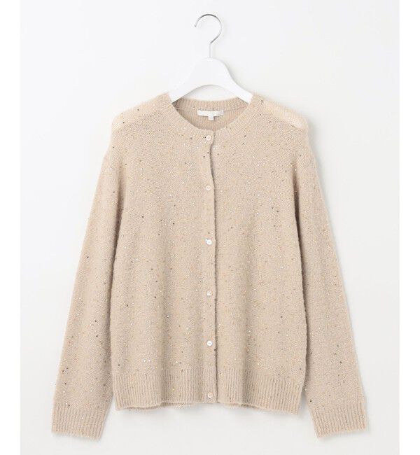 自由区「【アンサンブル対応・洗える】スパンコールニット カーディガン」|カーディガン|ベージュ