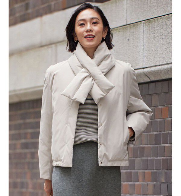 自由区「【撥水加工・洗える】ティペット付きスプリング ダウン」|ダウン|ベージュ