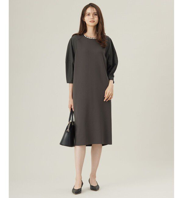 自由区「【洗える】パールディティールニット ワンピース」|ワンピース|