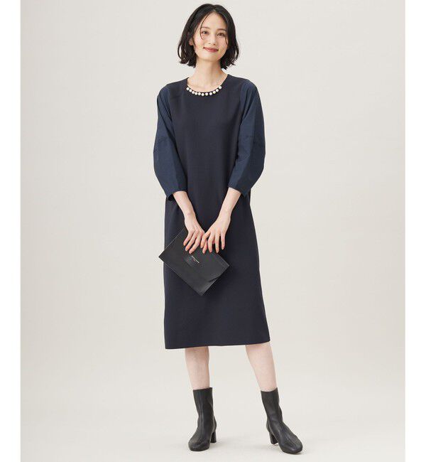 自由区「【洗える】パールディティールニット ワンピース」|ワンピース|