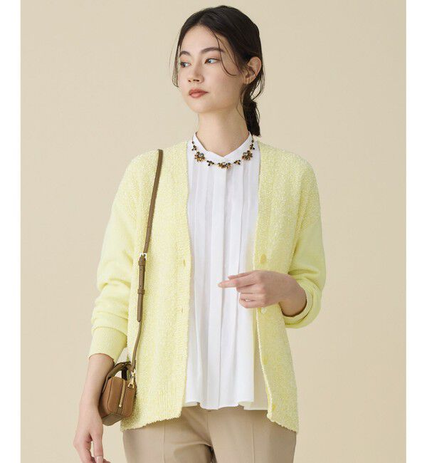 自由区「ブークレミックスツイードニット カーディガン」|カーディガン|イエロー