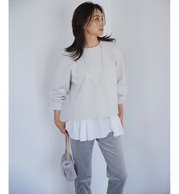 23区「【ご好評につき新色追加】ナチュラルコットンベアコンビ ペプラム カットソー」|Tシャツ・カットソー|