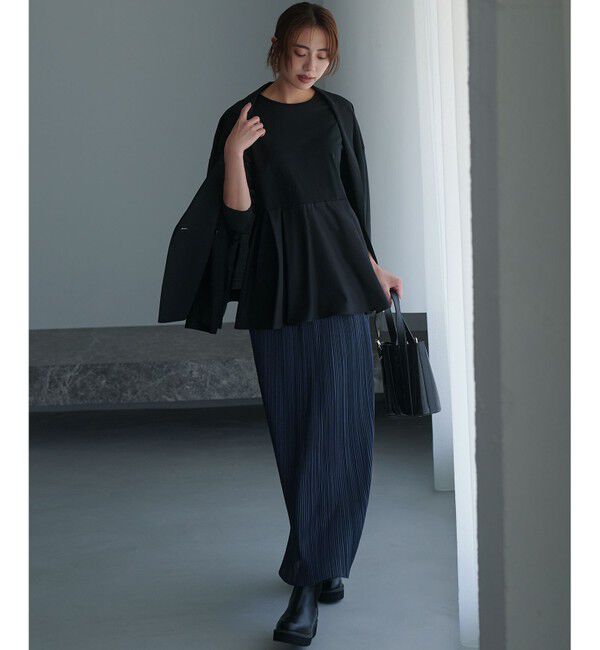 23区「【ご好評につき新色追加】ナチュラルコットンベアコンビ ペプラム カットソー」|Tシャツ・カットソー|