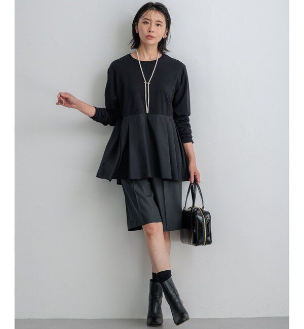 23区「【ご好評につき新色追加】ナチュラルコットンベアコンビ ペプラム カットソー」|Tシャツ・カットソー|