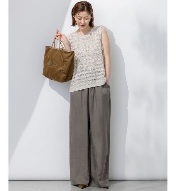 23区「【洗える】テープミックススカシ ノースリーブ ニット」|ニット・セーター|