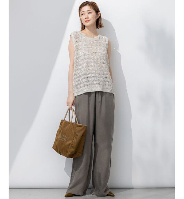 23区「【洗える】テープミックススカシ ノースリーブ ニット」|ニット・セーター|