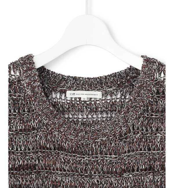 23区「【洗える】テープミックススカシ ノースリーブ ニット」|ニット・セーター|