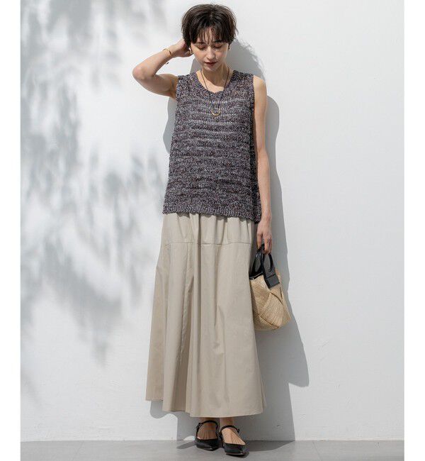 23区「【洗える】テープミックススカシ ノースリーブ ニット」|ニット・セーター|