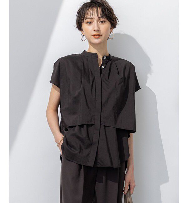 23区「【撥水加工/洗える】シアーナイロンツイル レイヤード ブラウス」|シャツ・ブラウス|ﾀﾞｰｸﾌﾞ