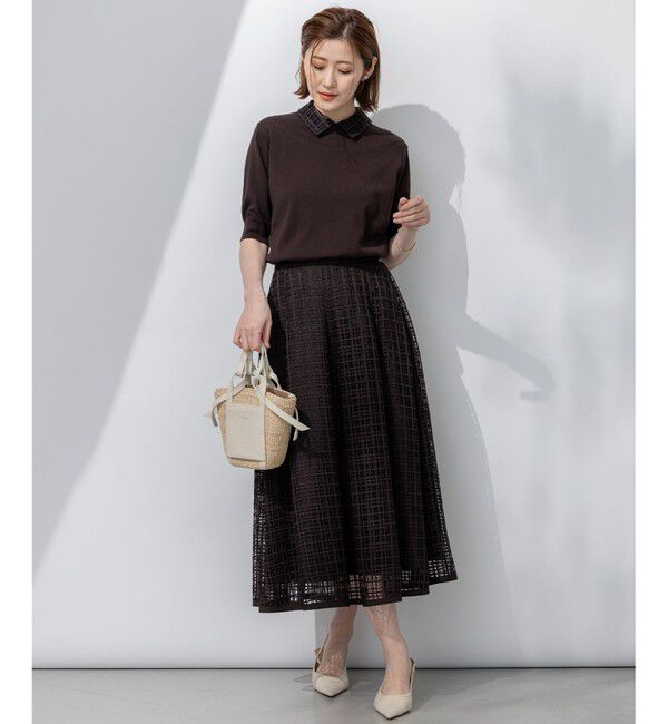 23区「【洗える】Broche チェックレース スカート」|スカート|