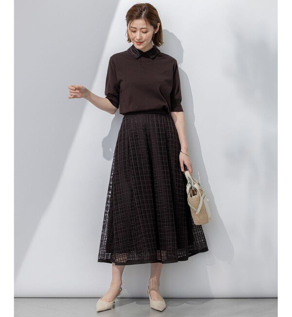 23区「【洗える】Broche チェックレース スカート」|スカート|