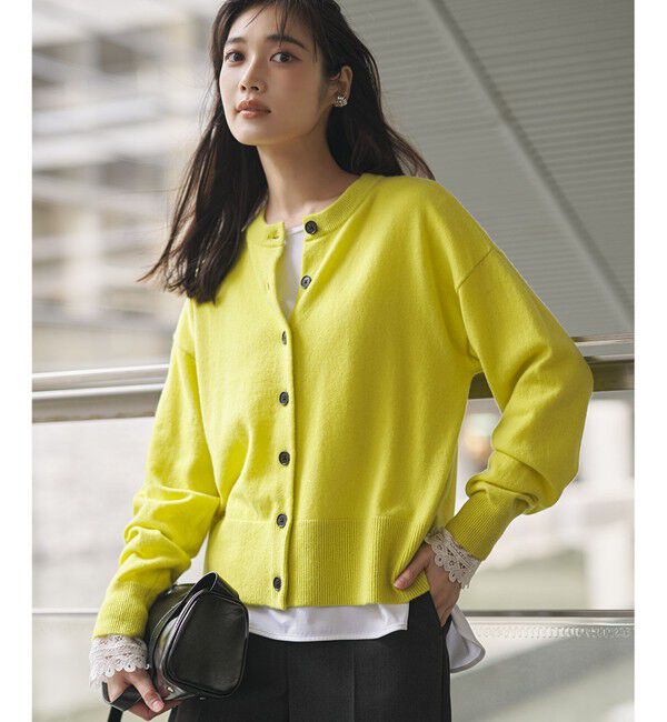 23区「【見上愛さん着用/STORY掲載】ピュアカシミヤ クルーネック カーディガン」|カーディガン|イエロー系