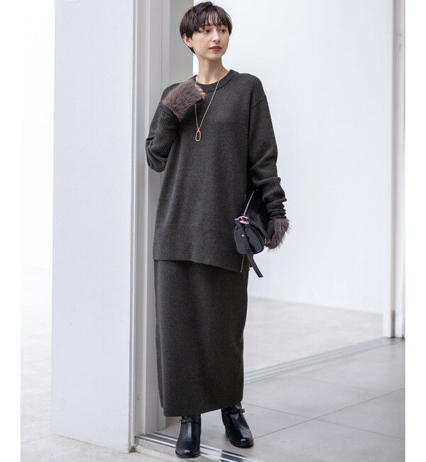 23区「【見上愛さん着用/Oggi掲載/洗える】カシミヤブレンド サイドジップ  ニットチュニック」|ニット・セーター|