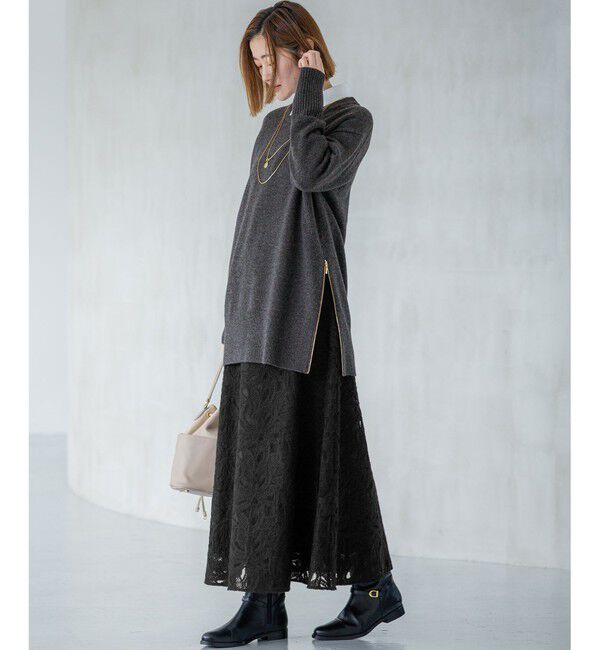 23区「【見上愛さん着用/Oggi掲載/洗える】カシミヤブレンド サイドジップ  ニットチュニック」|ニット・セーター|