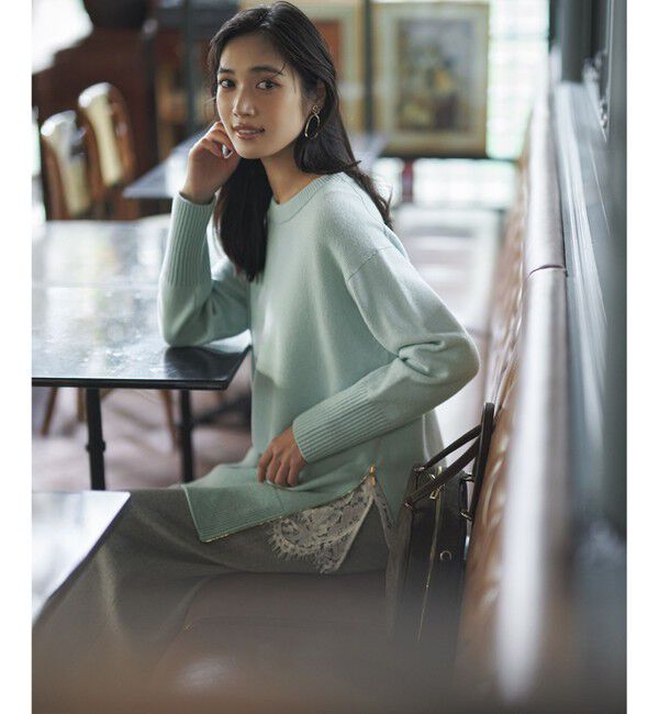 23区「【見上愛さん着用/Oggi掲載/洗える】カシミヤブレンド サイドジップ  ニットチュニック」|ニット・セーター|