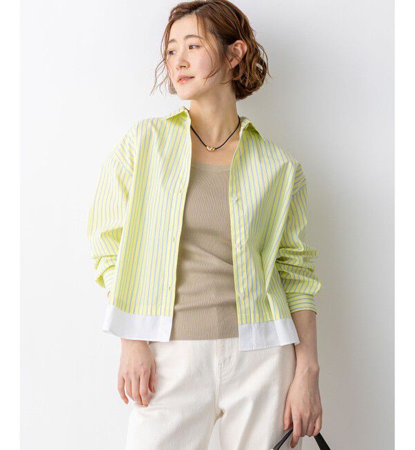23区「【Oggi掲載】CANCLINI レギュラーカラー ストライプ クロップドシャツ」|シャツ・ブラウス|ｲｴﾛｰ&times;ｻｯ
