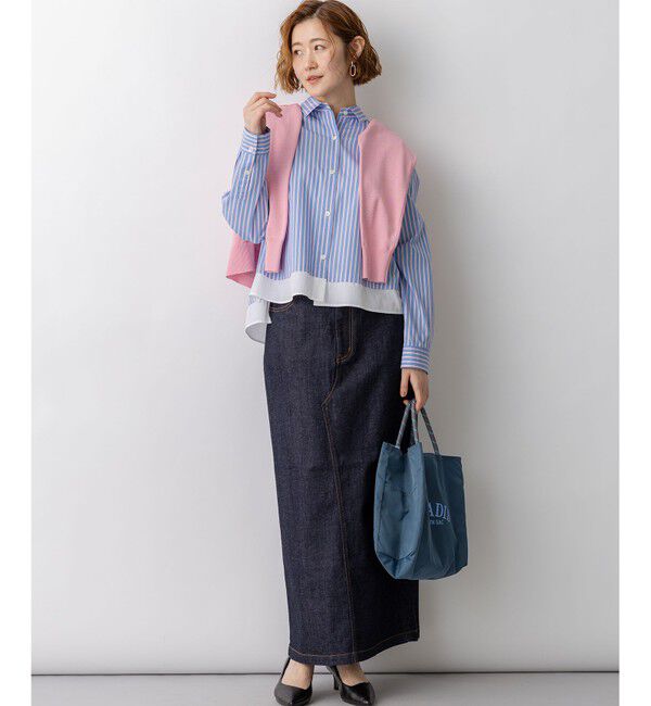 23区「【Oggi掲載】CANCLINI レギュラーカラー ストライプ クロップドシャツ」|シャツ・ブラウス|